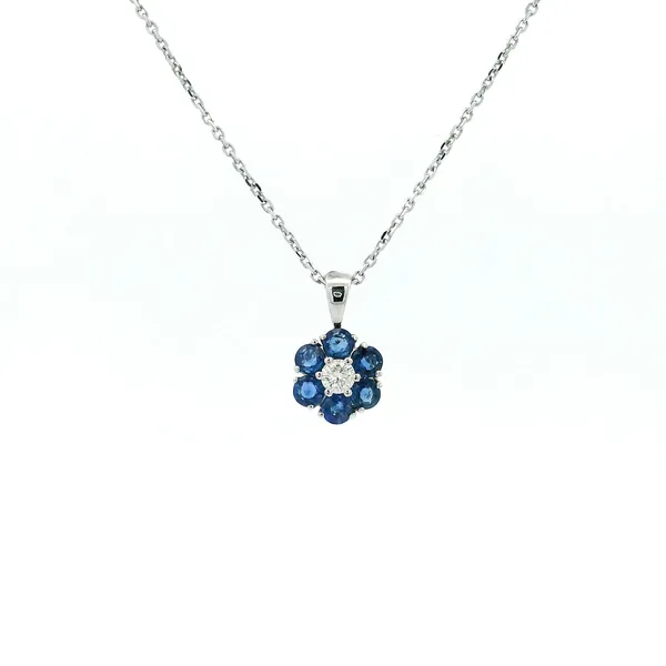 14KW Sapphire and Diamond Flower Pendant Kiefer Jewelers Lutz, FL