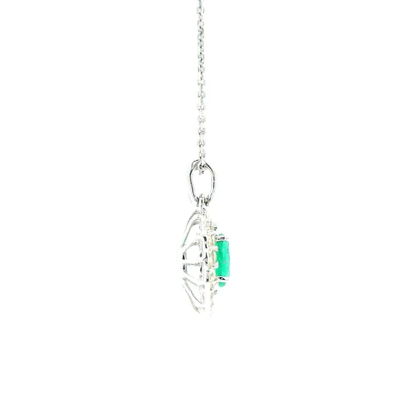 18KW Emerald and Diamond Double Halo Pendant Image 3 Kiefer Jewelers Lutz, FL