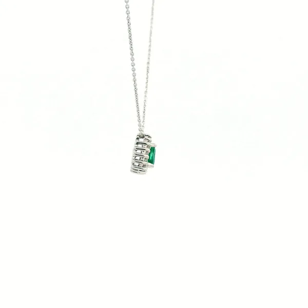 14KW Emerald and Diamond Halo Pendant Image 3 Kiefer Jewelers Lutz, FL