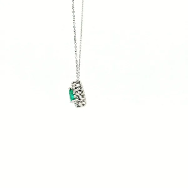 14KW Emerald and Diamond Halo Pendant Image 4 Kiefer Jewelers Lutz, FL