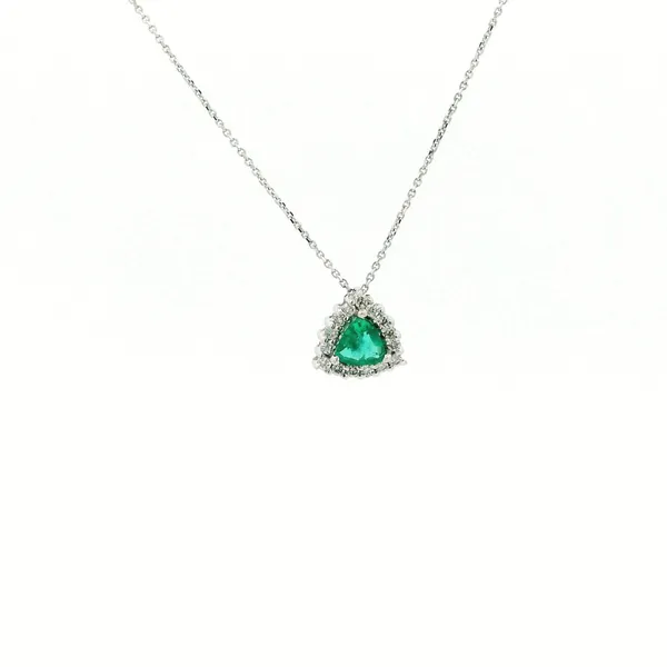 14KW Emerald and Diamond Halo Pendant Kiefer Jewelers Lutz, FL