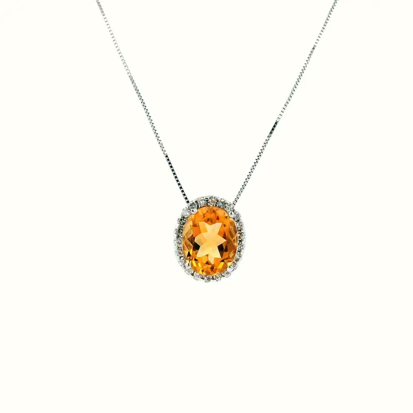 14KW Citrine and Diamond Halo Pendant Kiefer Jewelers Lutz, FL