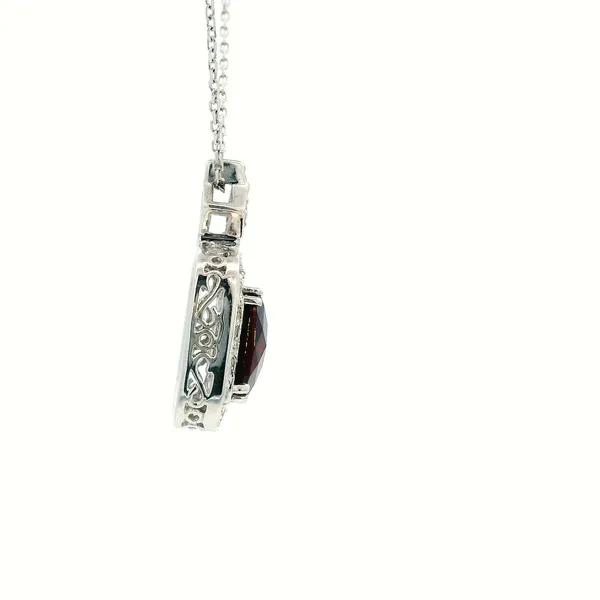14KW Garnet and Diamond Halo Pendant Image 3 Kiefer Jewelers Lutz, FL