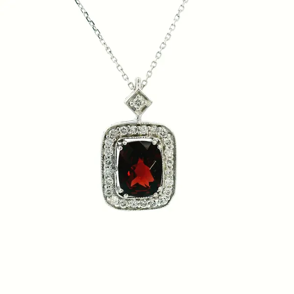 14KW Garnet and Diamond Halo Pendant Kiefer Jewelers Lutz, FL