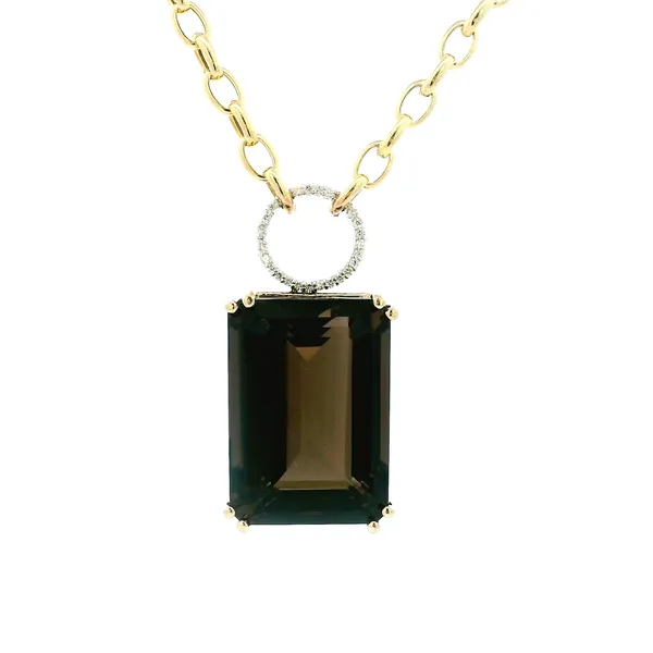 14KY Emerald Cut Smoky Topaz and Diamond Pendant Kiefer Jewelers Lutz, FL