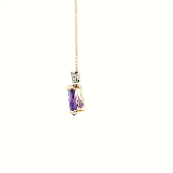14K Diamond and Amethyst Pendant Necklace Image 4 Kiefer Jewelers Lutz, FL