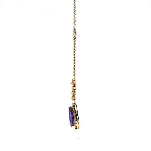 14KR Amethyst and Diamond Halo Drop Pendant Image 4 Kiefer Jewelers Lutz, FL