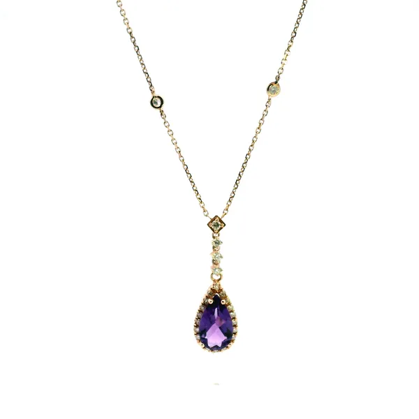 14KR Amethyst and Diamond Halo Drop Pendant Kiefer Jewelers Lutz, FL