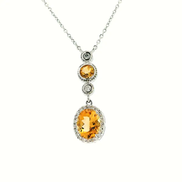 14KW Citrine and Diamond Antique Style Drop Pendant Kiefer Jewelers Lutz, FL