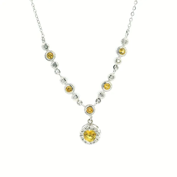 14KW Yellow Sapphire and Diamond Antique Style Necklace Kiefer Jewelers Lutz, FL