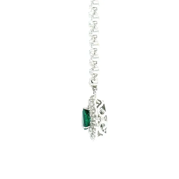 14KW Emerald and Diamond Double Halo Antique Style Necklace Image 4 Kiefer Jewelers Lutz, FL