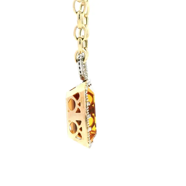 14KY Citrine and Diamond Halo Pendant on Chain Image 3 Kiefer Jewelers Lutz, FL