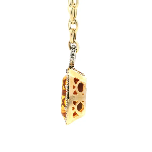 14KY Citrine and Diamond Halo Pendant on Chain Image 4 Kiefer Jewelers Lutz, FL