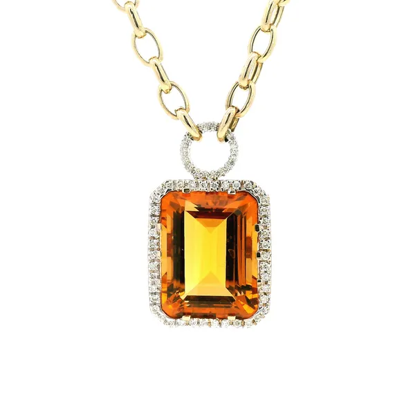 14KY Citrine and Diamond Halo Pendant on Chain Kiefer Jewelers Lutz, FL