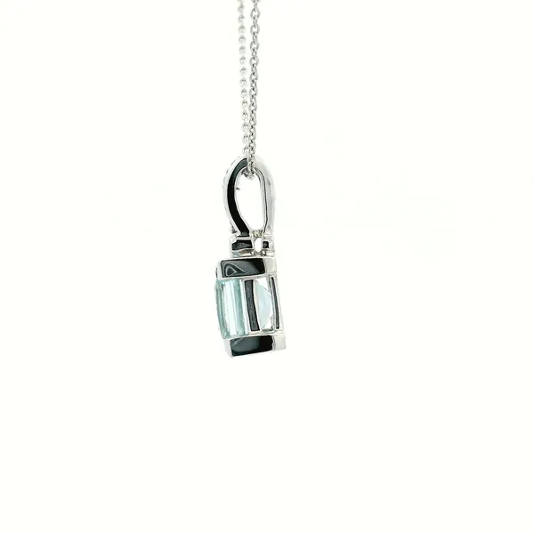 14KW Square Cut Aqua Marine and Diamond Pendant Image 4 Kiefer Jewelers Lutz, FL