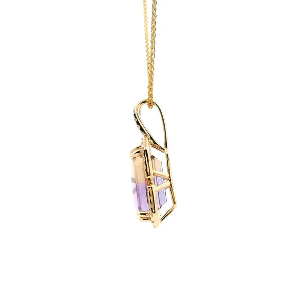 14KY Emerald Cut Ametrine and Diamond Halo Pendant Image 4 Kiefer Jewelers Lutz, FL