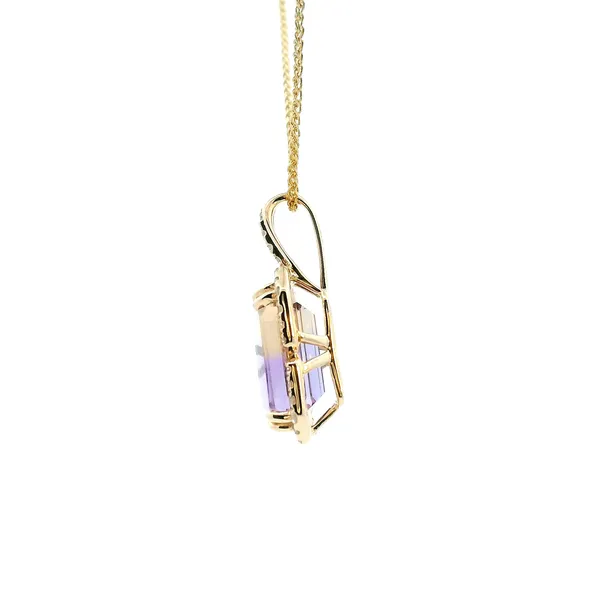 14KY Emerald Cut Ametrine and Diamond Halo Pendant Image 4 Kiefer Jewelers Lutz, FL