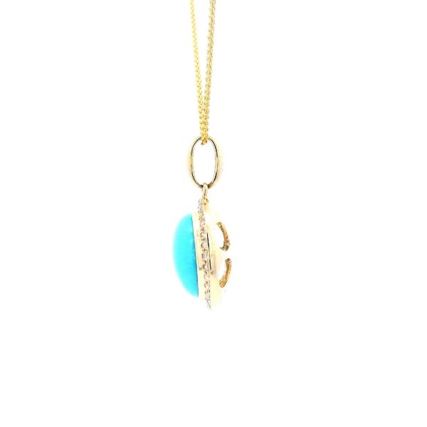 14KY Turquoise and Diamond Halo Pendant Image 3 Kiefer Jewelers Lutz, FL