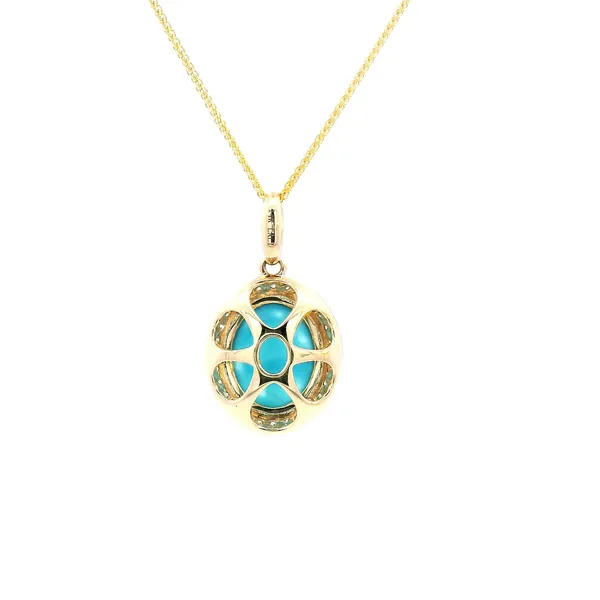 14KY Turquoise and Diamond Halo Pendant Image 4 Kiefer Jewelers Lutz, FL