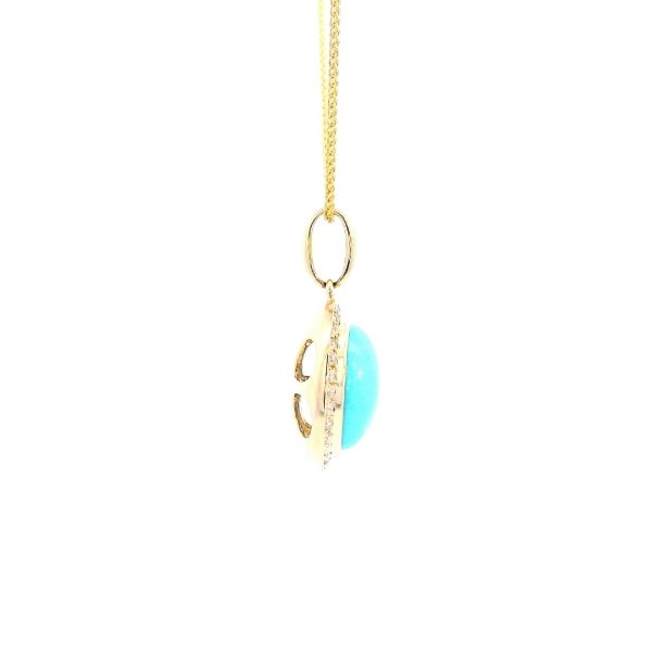 14KY Turquoise and Diamond Halo Pendant Image 5 Kiefer Jewelers Lutz, FL
