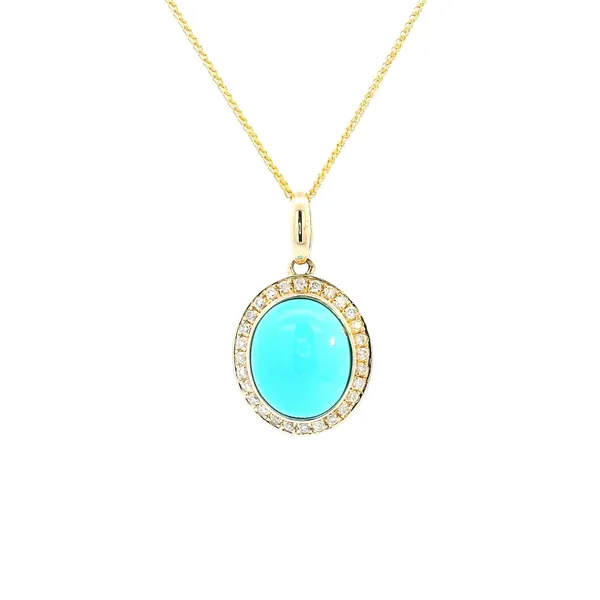 14KY Turquoise and Diamond Halo Pendant Kiefer Jewelers Lutz, FL