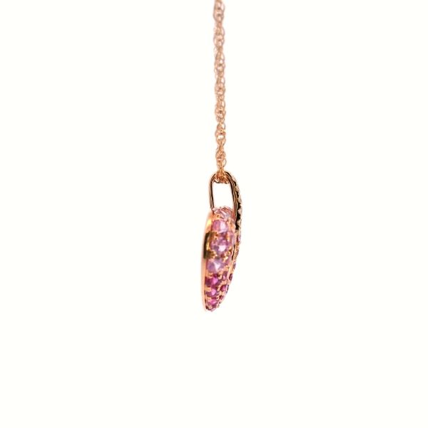 14KR Ombre Pink Sapphire and Diamond Pave Heart Pendant Image 3 Kiefer Jewelers Lutz, FL