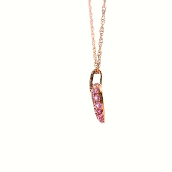 14KR Ombre Pink Sapphire and Diamond Pave Heart Pendant Image 4 Kiefer Jewelers Lutz, FL
