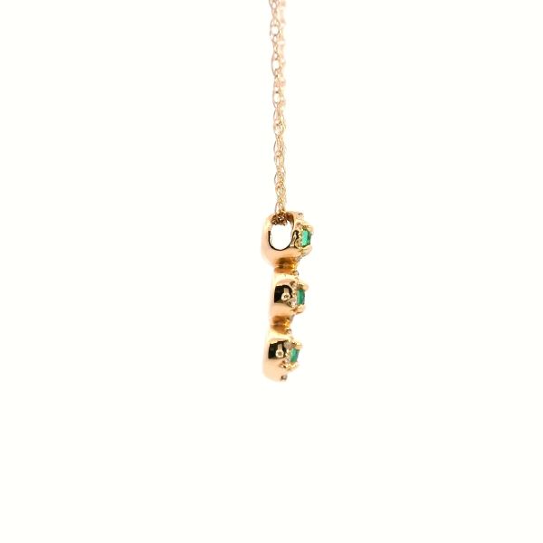 14KY Emerald And Diamond Halo Three Stone Pendant Image 3 Kiefer Jewelers Lutz, FL