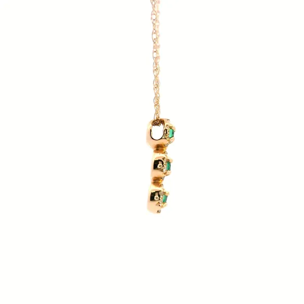 14KY Emerald And Diamond Halo Three Stone Pendant Image 3 Kiefer Jewelers Lutz, FL