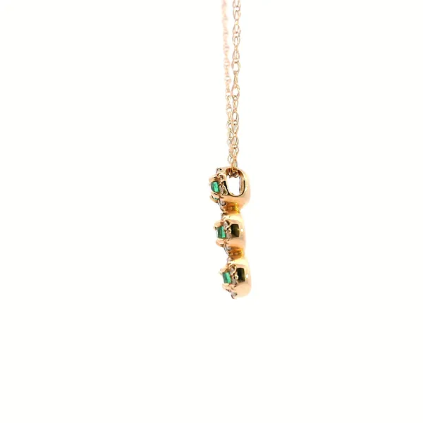 14KY Emerald And Diamond Halo Three Stone Pendant Image 4 Kiefer Jewelers Lutz, FL