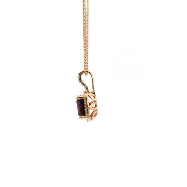 14KR Rhodolite Garnet and Diamond Halo Pendant Image 4 Kiefer Jewelers Lutz, FL