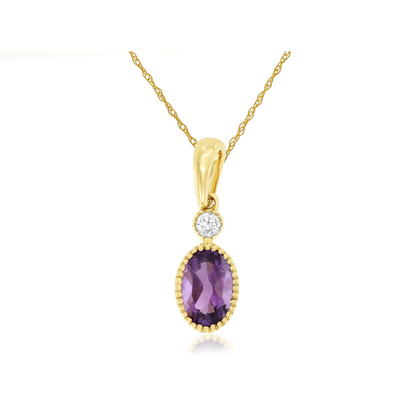14KY Oval Amethyst and Diamond Pendant Kiefer Jewelers Lutz, FL