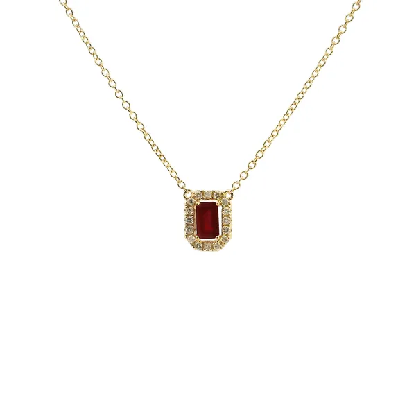 14KY Emerald Cut Ruby and Diamond Pendant Kiefer Jewelers Lutz, FL