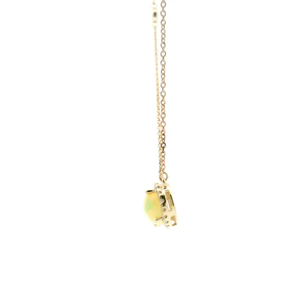 14KY Opal and Diamond Halo Necklace Image 4 Kiefer Jewelers Lutz, FL
