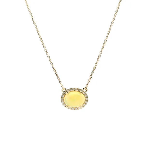 14KY Opal and Diamond Halo Necklace Kiefer Jewelers Lutz, FL