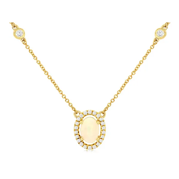 14KY Opal and Diamond Halo Necklace Kiefer Jewelers Lutz, FL