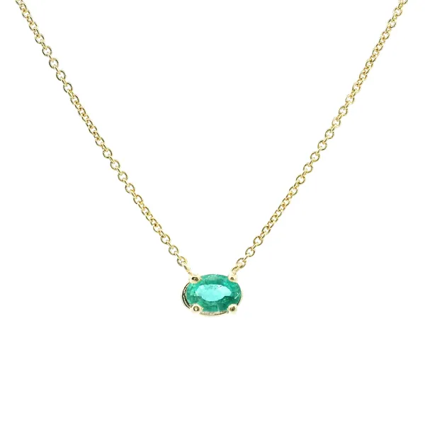14ky .60CT Oval Emerald Solitare Necklace Kiefer Jewelers Lutz, FL