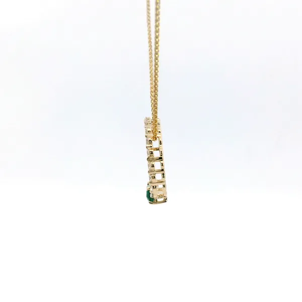 14KY Emerald and Diamond Circle Pendant Image 4 Kiefer Jewelers Lutz, FL