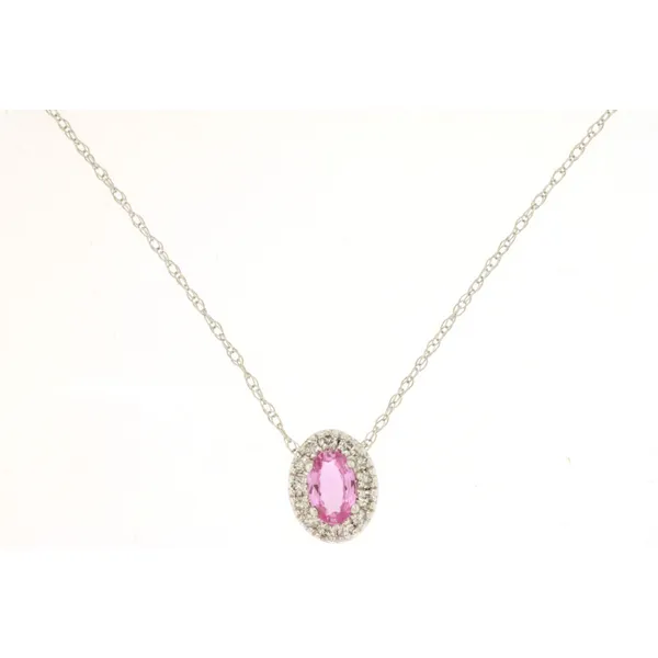14KW Pink Sapphire and Diamond Halo Pendant Kiefer Jewelers Lutz, FL
