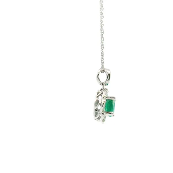14KW Emerald and Diamond Vintage Style Halo Pendant Image 3 Kiefer Jewelers Lutz, FL