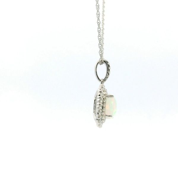 14KW Opal and Diamond Double Halo Pendant Image 3 Kiefer Jewelers Lutz, FL