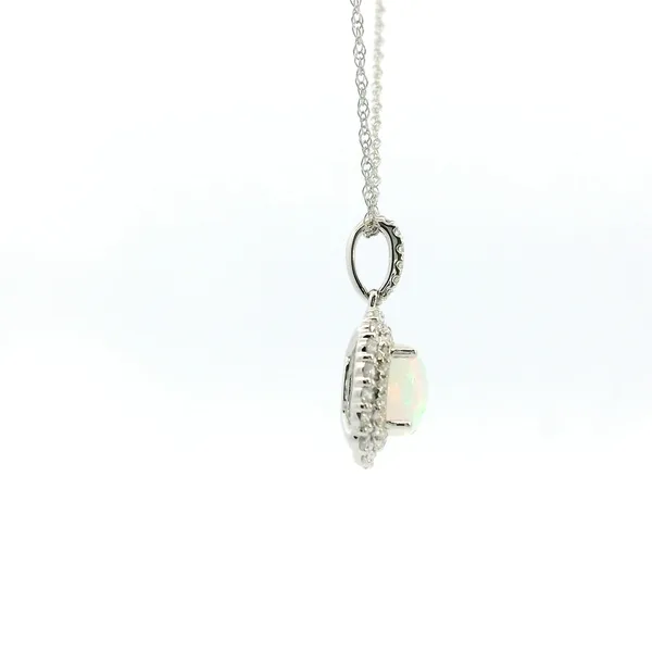 14KW Opal and Diamond Double Halo Pendant Image 3 Kiefer Jewelers Lutz, FL