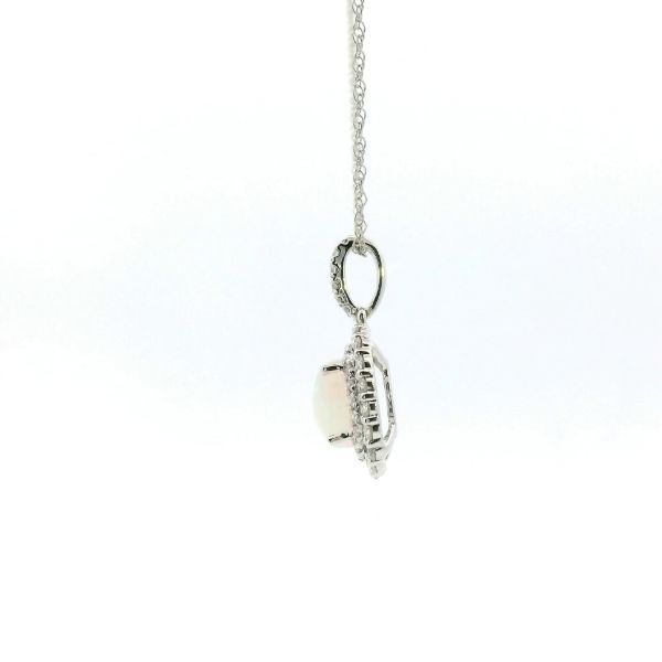14KW Opal and Diamond Double Halo Pendant Image 4 Kiefer Jewelers Lutz, FL