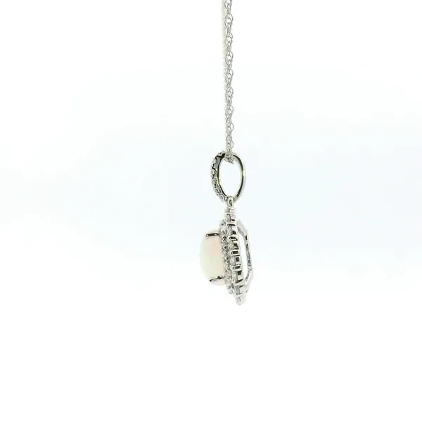 14KW Opal and Diamond Double Halo Pendant Image 4 Kiefer Jewelers Lutz, FL