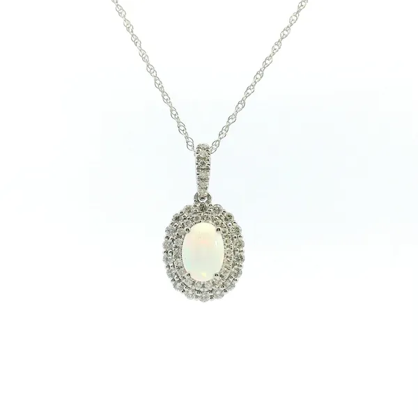 14KW Opal and Diamond Double Halo Pendant Kiefer Jewelers Lutz, FL