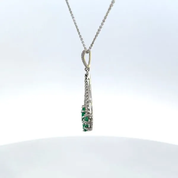 14K Diamond and Emerald Pendant Necklace Image 4 Kiefer Jewelers Lutz, FL