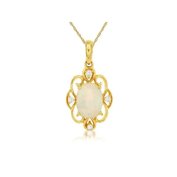 14K Opal and Diamond Oval Pendant Kiefer Jewelers Lutz, FL