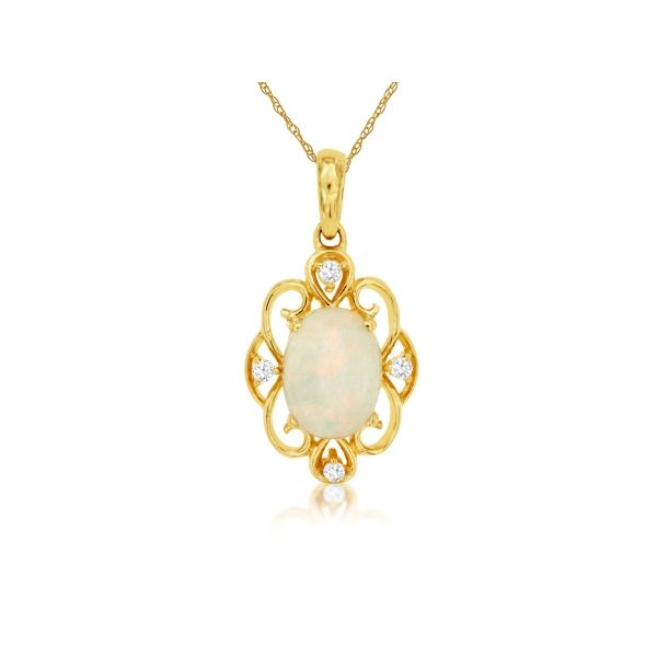 14K Opal and Diamond Oval Pendant Kiefer Jewelers Lutz, FL