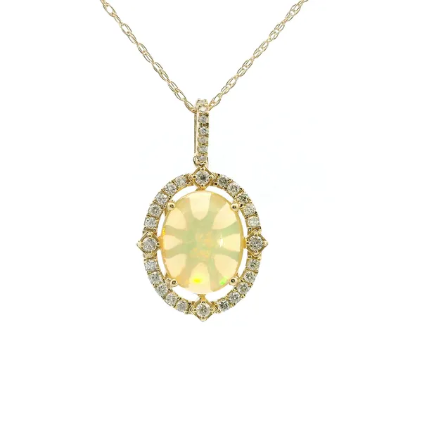 14KY Oval Opal and Diamond Halo Vintage Style Pendant Kiefer Jewelers Lutz, FL