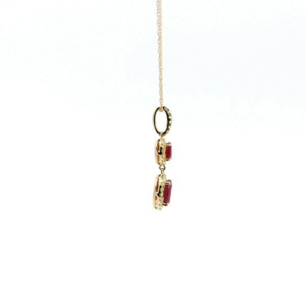 14KY Ruby and Diamond Halo Drop Pendant Image 3 Kiefer Jewelers Lutz, FL